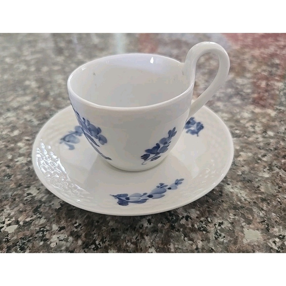 Royal Copenhagen Blue Flower Braided Espresso Demitasse Cup and Saucer - Picture 3 of 7